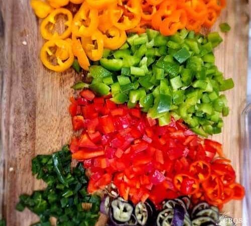 Peppers chopped and ready to go