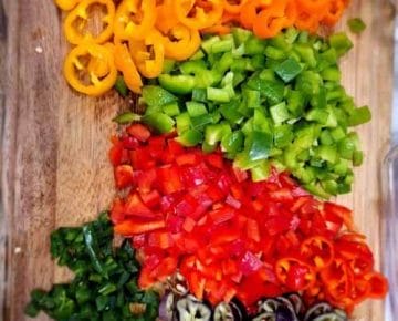 Peppers chopped and ready to go