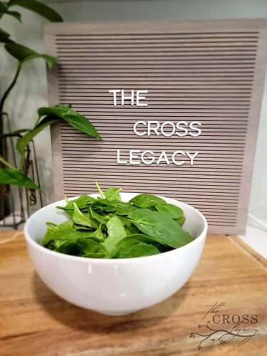 bowl-of-fresh-spinach-in-a-white-bowl-with-the-cross-legacy-sign-behind-it-on-the-countergydF4y2Ba