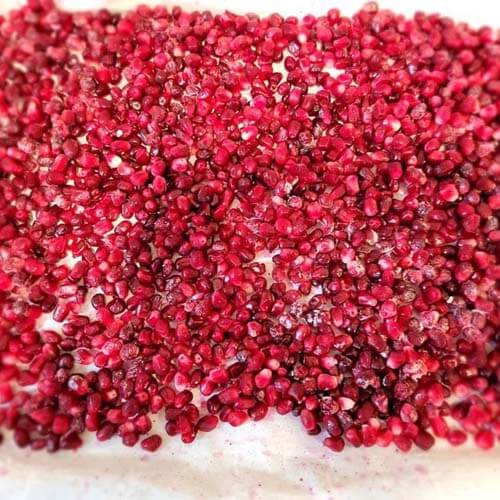Close up of pomegranate seeds.