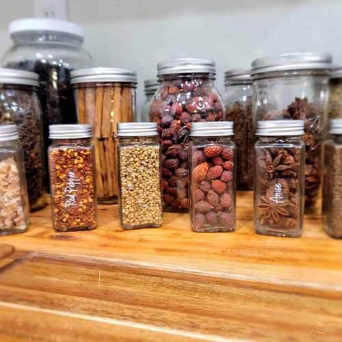 spices that I keep whole in glass jars instead of ground