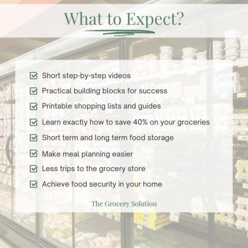 What to Expect from The Grocery Solution online course graphic.