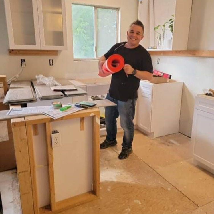 Mike working on the home kitchen remodel.