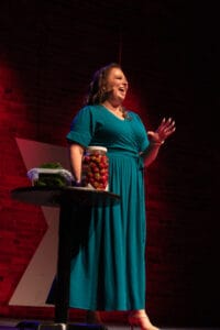 Amy Cross giving her TED Talk in Spokane, WA on October 8, 2022.