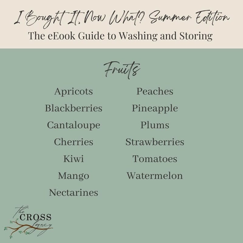 I Bought It, Now What? Summer Edition eBook graphic showing a list of all the Fruits included in the eBook.