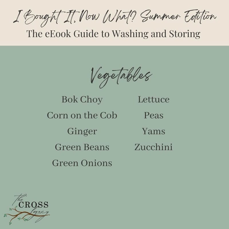 I Bought It, Now What? Summer Edition graphic showing all the Veggies that are included in the eBook.