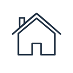 Stock Your Pantry icon - Ivory circle icon with blue house.