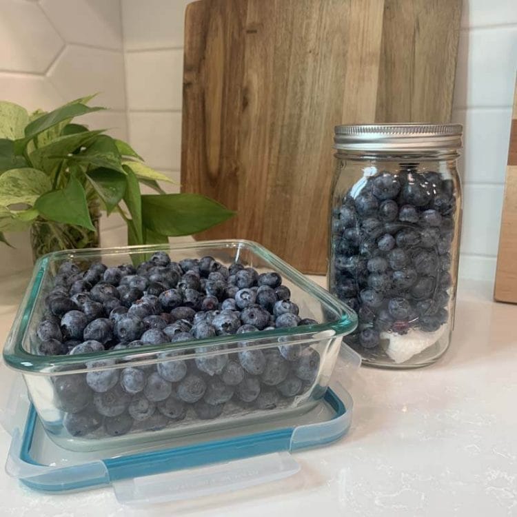 Keep Blueberries Fresh by storing in airtight glass containers.