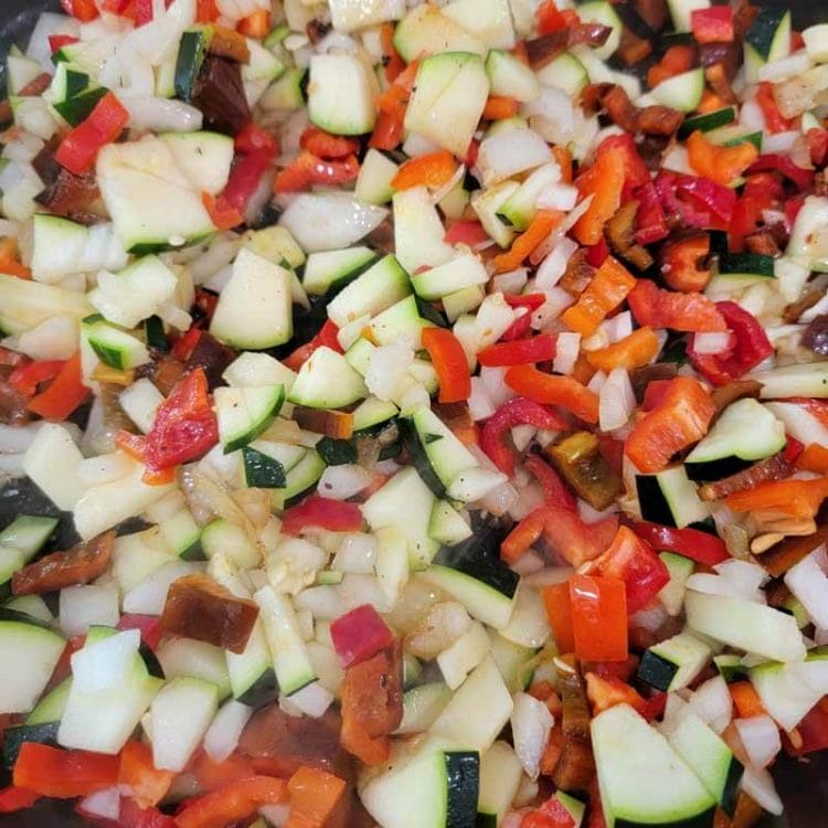 Chopped Zucchini with Mixed Vegetables for zucchini boats filling